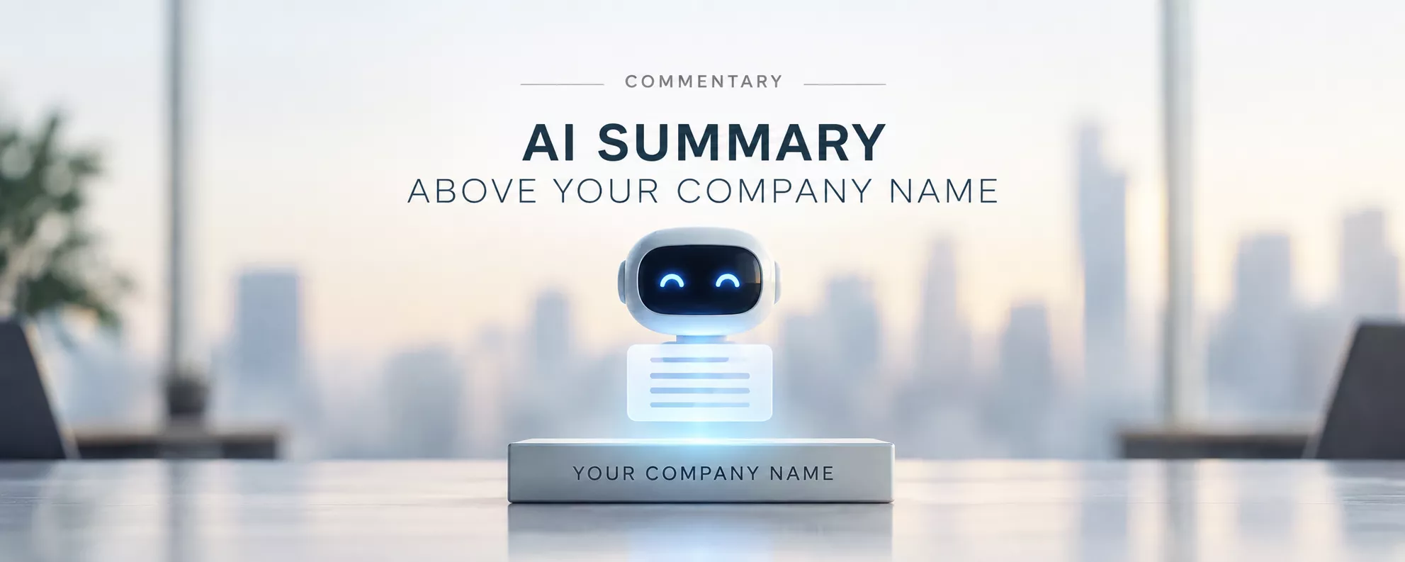 - AI-generated company summary appearing above Google search results with a business profile, digital brand identity, and artificial intelligence interface elements, illustrating how AI summaries influence company visibility and online reputation.